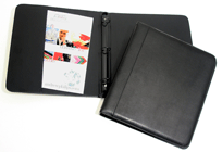 black Florentine Napa leather ring binder
